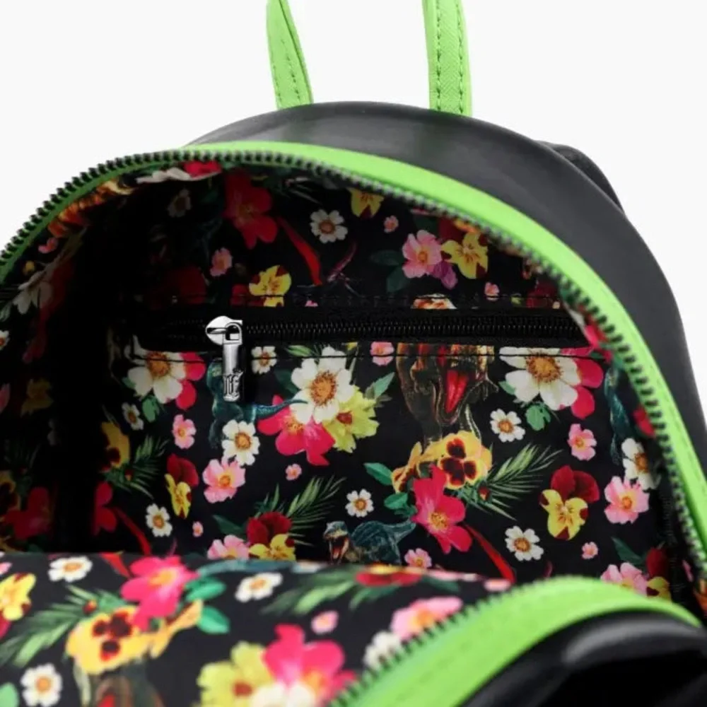 Loungefly JURASSIC PARK SEQUIN FLORAL MINI BACKPACK - OG Green Sequin Exclusive